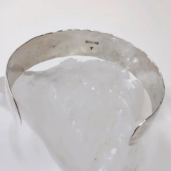 Gail Bird/Yazzie Johnson Personalized EVA Sterling Silver Hammered Cuff Bracelet - Picture 6 of 10